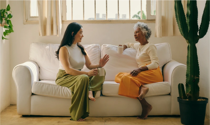 Illustration of a patient and a holistic practitioner having a conversation