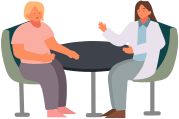 Illustration of a patient discussing a personalized plan with a practitioner, symbolizing collaboration in holistic care.